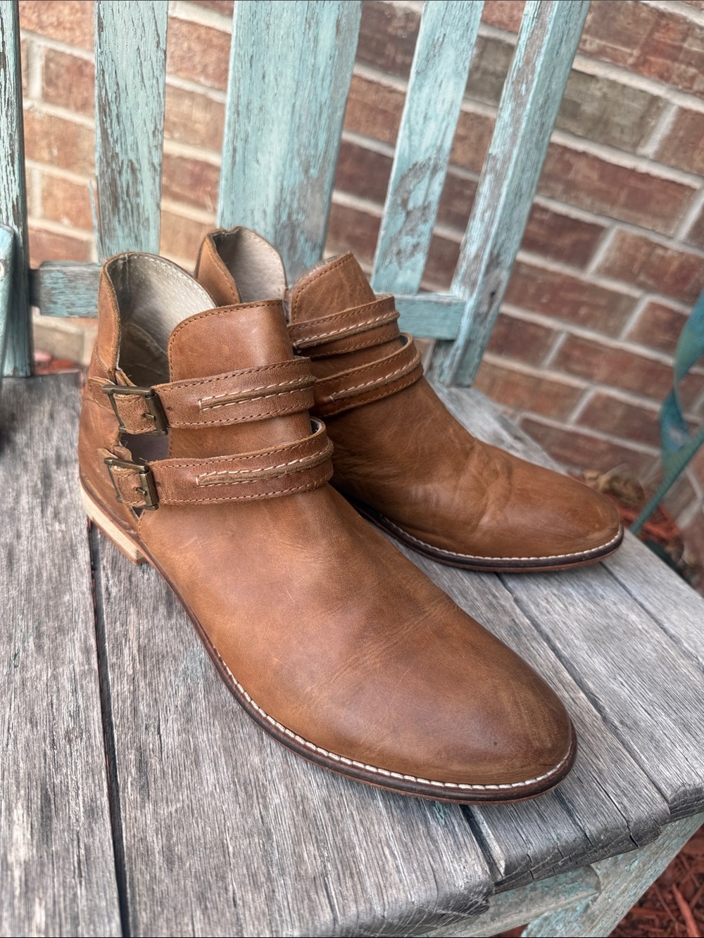 Free People Ladies EU 40 (U.S. 9.5) Tan Distressed Braeburn Ankle Boots